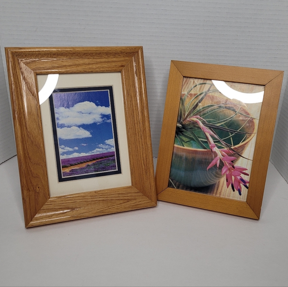 Lot of Two Vintage Wood Frames One with Removable Mat